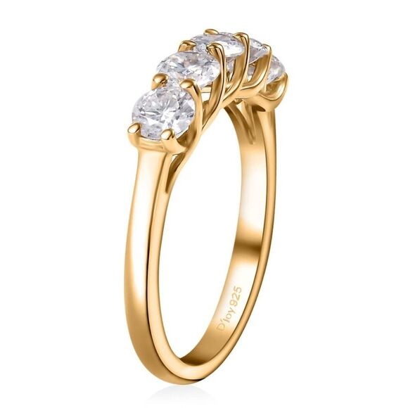 Gorgeous Moissanite 5 Stone Ring 18kYG over 925 Sterling Silver 2.25ctw size 5 - Picture 4 of 12